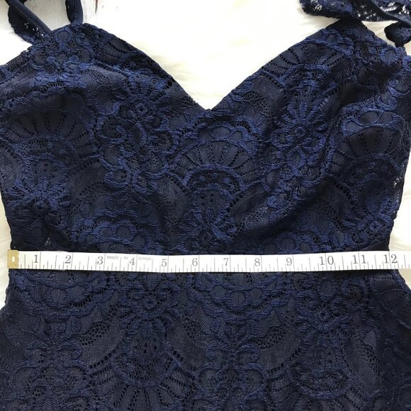 Lulus Absolutely Adorable Lace Backless Skater Dress Navy Size Medium - Picture 9 of 10